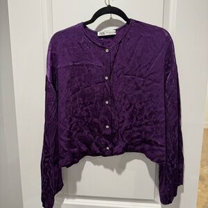Zara Women's Button Up Cropped Blouse